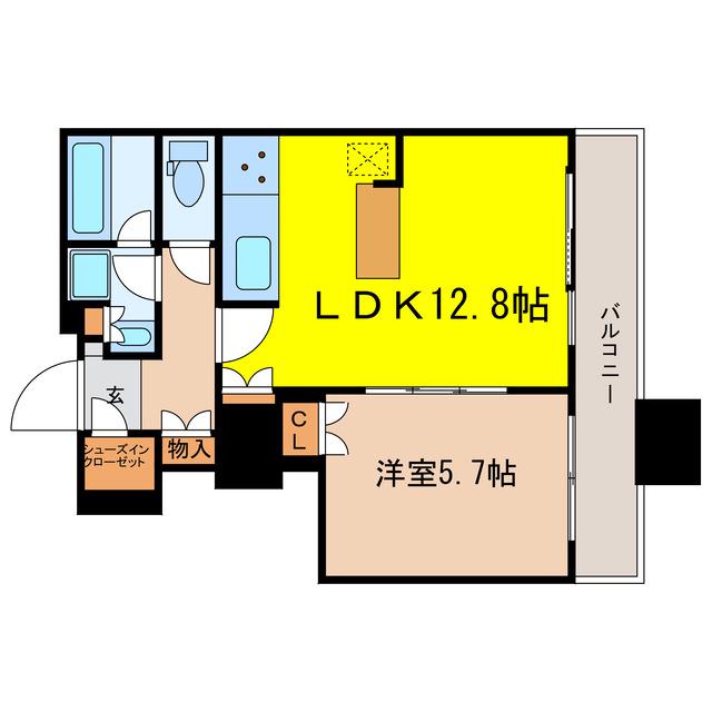 THE KITAHAMA(1LDK/13階)の間取り写真