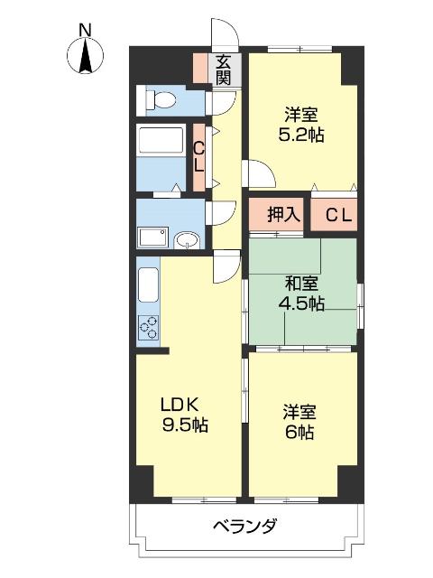 ラフィーネ黒田(3LDK/2階)の間取り写真