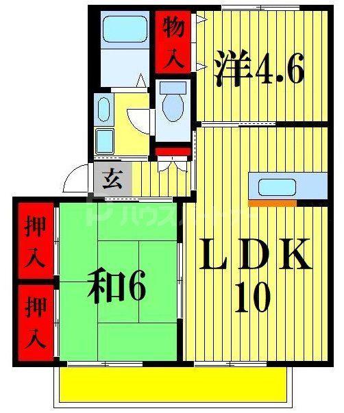 ピアステージA(2LDK/1階)の間取り写真