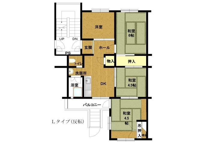 伊川谷3号棟(4DK/1階)の間取り写真