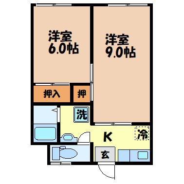 栄隆ハウス(2K/1階)の間取り写真