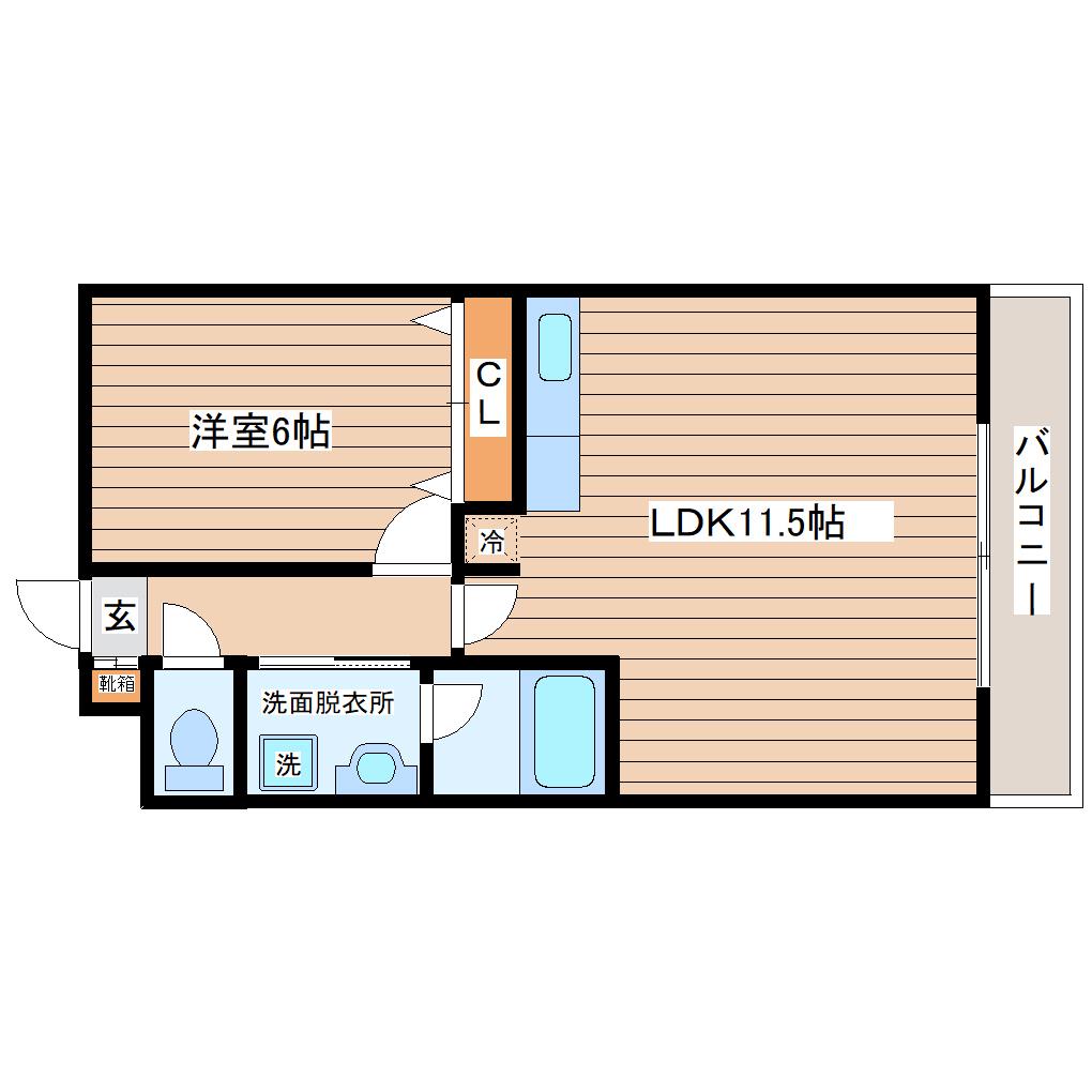 ハバードリーム3番館(1LDK/1階)の間取り写真