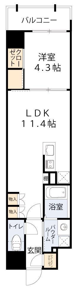 S-RESIDENCE大阪上本町(1LDK/6階)の間取り写真
