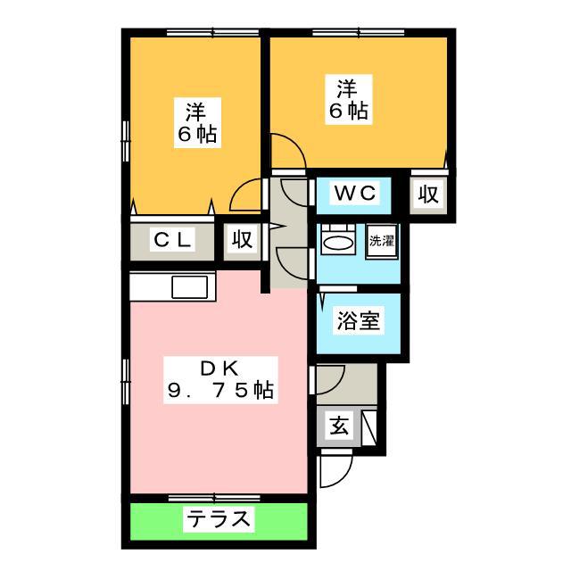 こすも80 A(2DK/1階)の間取り写真