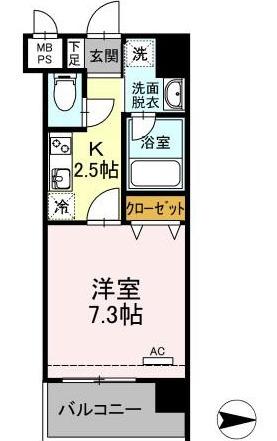 PRINCE54(1K/3階)の間取り写真