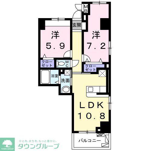 グラン ファム(2LDK/5階)の間取り写真