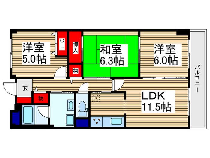 プリムローズ上福岡(3LDK/2階)の間取り写真