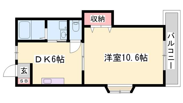 エスポワール(1DK/2階)の間取り写真