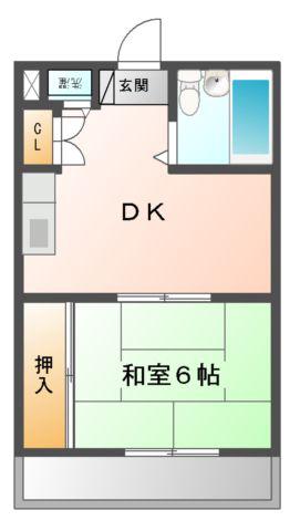 ロイヤルコート花菱(1DK/2階)の間取り写真
