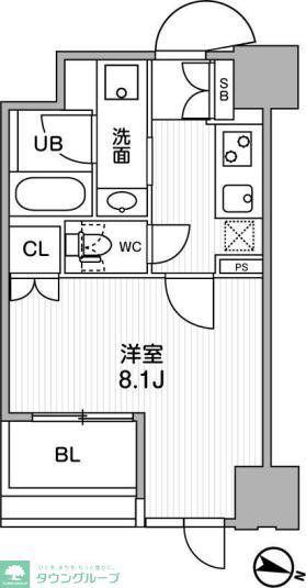 東神田テラスレジデンス(1K/8階)の間取り写真