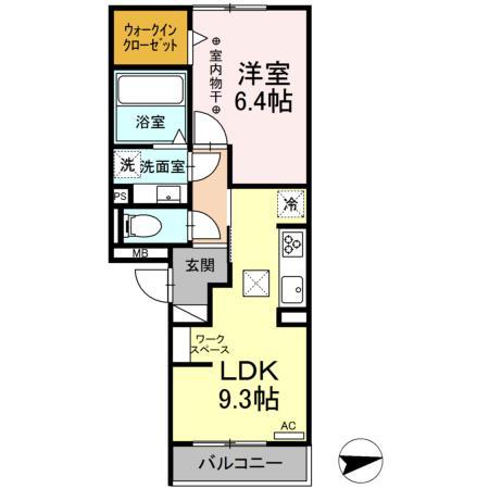 LIEN(1LDK/3階)の間取り写真