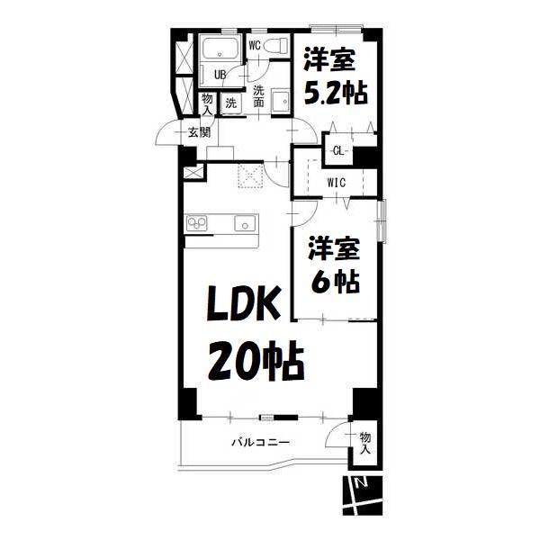 上前津グランドハイツ(2LDK/6階)の間取り写真