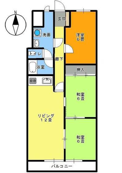 シーアイマンション北仙台(3LDK/9階)の間取り写真