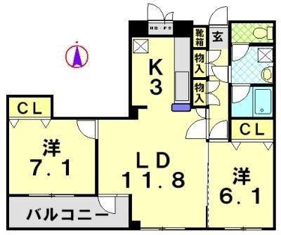 セレーノM(2LDK/7階)の間取り写真