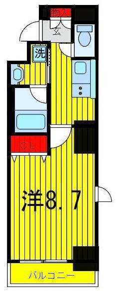 メインステージ上野(1K/7階)の間取り写真