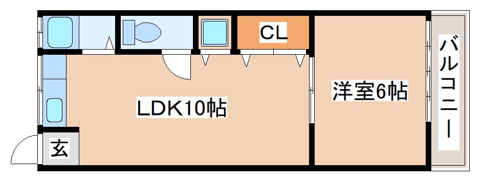エクロール長田(1LDK/3階)の間取り写真