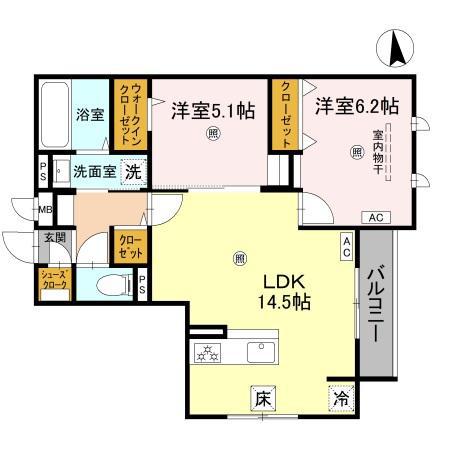 メゾン ド セリジエ(2LDK/1階)の間取り写真