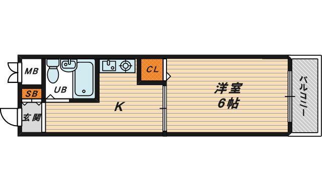 コーポカースル(1K/4階)の間取り写真