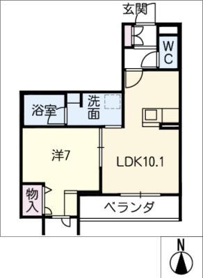 リオリエント九重(1LDK/2階)の間取り写真