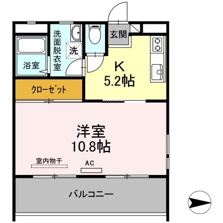 ラベンダー日向(1K/1階)の間取り写真