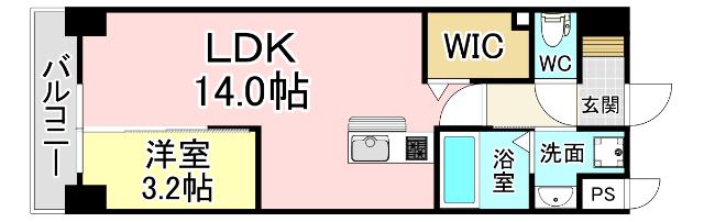 GRAND CHARIOT三萩野 (1LDK/11階)の間取り写真