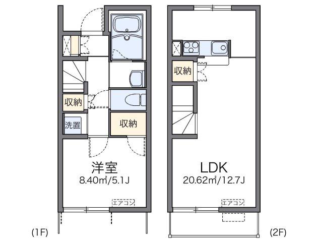 レオネクストたからB(1LDK/1階)の間取り写真
