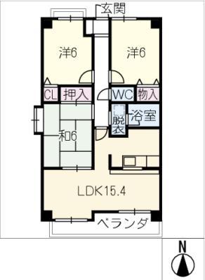 ファミール須原(3LDK/4階)の間取り写真