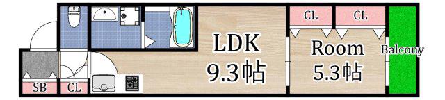 クリエオーレ徳庵(1LDK/2階)の間取り写真