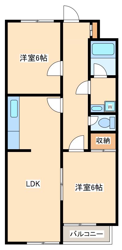 エステート武蔵村山(2LDK/4階)の間取り写真