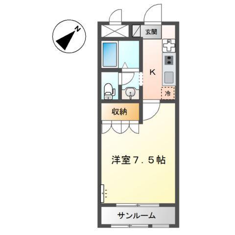 パーソナル.桑の花(1K/2階)の間取り写真