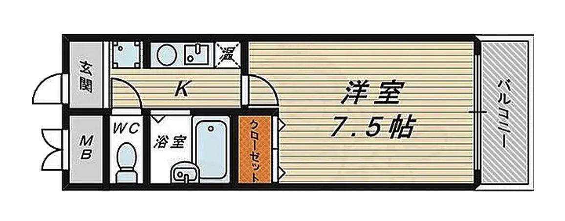 ビオス京橋(1K/2階)の間取り写真