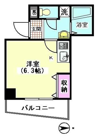 オアシス(ワンルーム/2階)の間取り写真