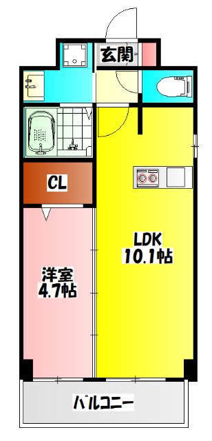 リィリィエ西三荘駅前(1LDK/4階)の間取り写真