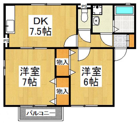 セジュール西堀I(2DK/1階)の間取り写真