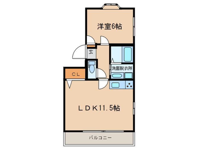 ハッピーヒルズ上野(1LDK/2階)の間取り写真