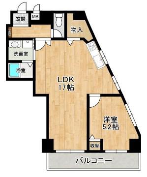 グランシャトー西明石(1LDK/5階)の間取り写真