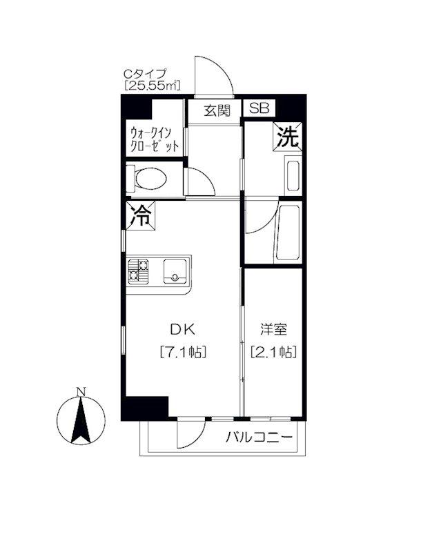 アジールコート芝公園(1DK/5階)の間取り写真