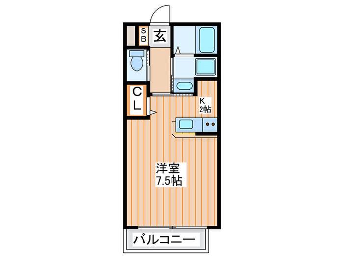 コンフォールヴィル 木田元宮(1K/2階)の間取り写真