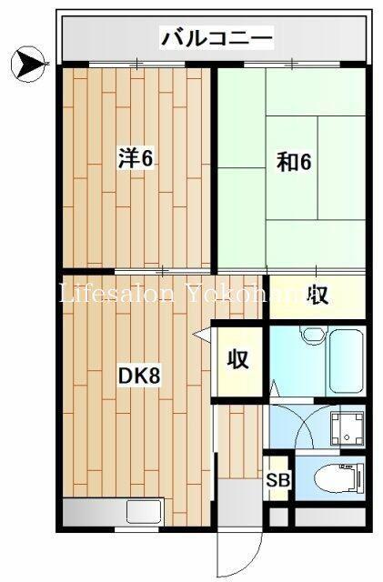 スカイコート21壱番館(2DK/2階)の間取り写真