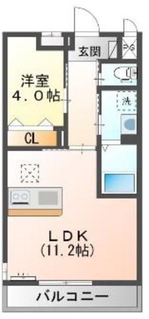 ルピナスII(1LDK/1階)の間取り写真