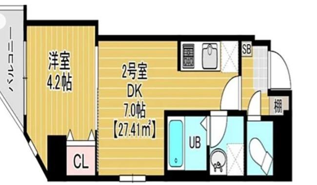 グランヒルズ錦糸町(1DK/9階)の間取り写真