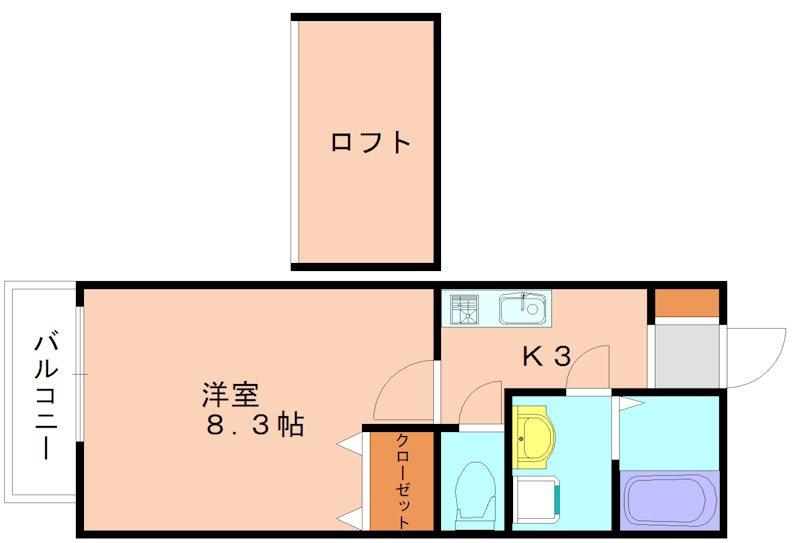 アコール千鳥(1K/2階)の間取り写真