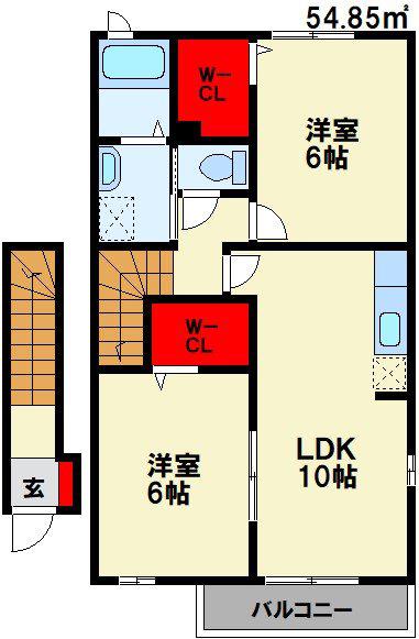 ブリーゼI(2LDK/2階)の間取り写真
