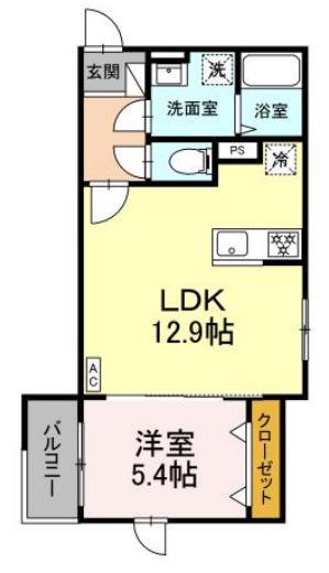 モクラフト新川崎(1LDK/2階)の間取り写真