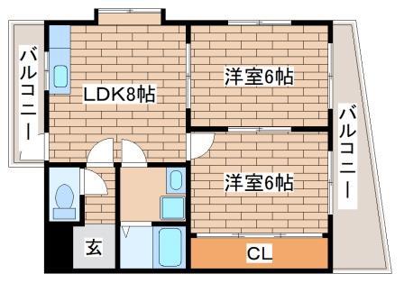 須磨ノ浦ビューハイツ(2LDK/3階)の間取り写真