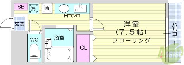 CADOG LILY(1K/2階)の間取り写真