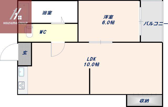 メゾンロータリー(1LDK/4階)の間取り写真