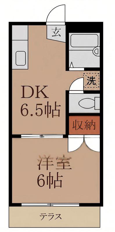 ハイムサモト(1DK/1階)の間取り写真
