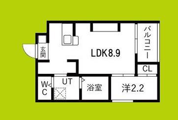 若松町エヌエム・キャトフ・ヴァン・ディズヌフ(1LDK/2階)の間取り写真