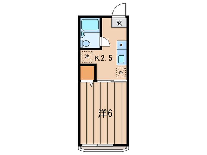 グリーンヒルⅠ(1K/2階)の間取り写真